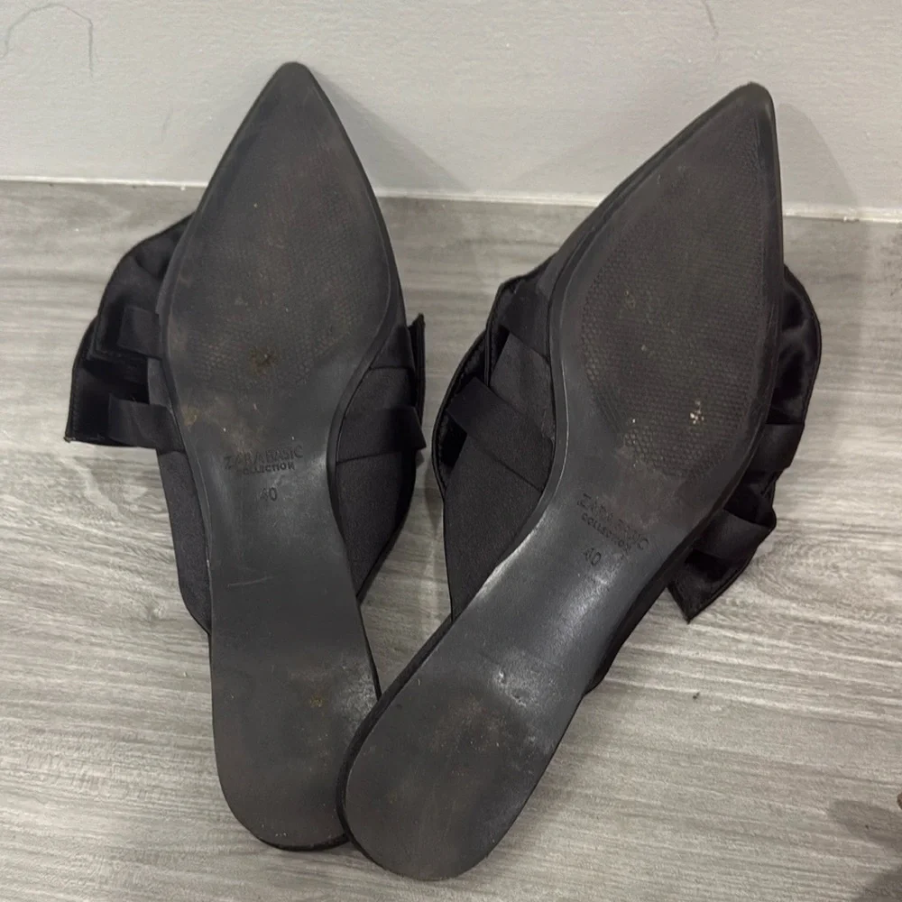 !SOLD! Zara Satin Black Double Bow Mules - Picture 7 of 7